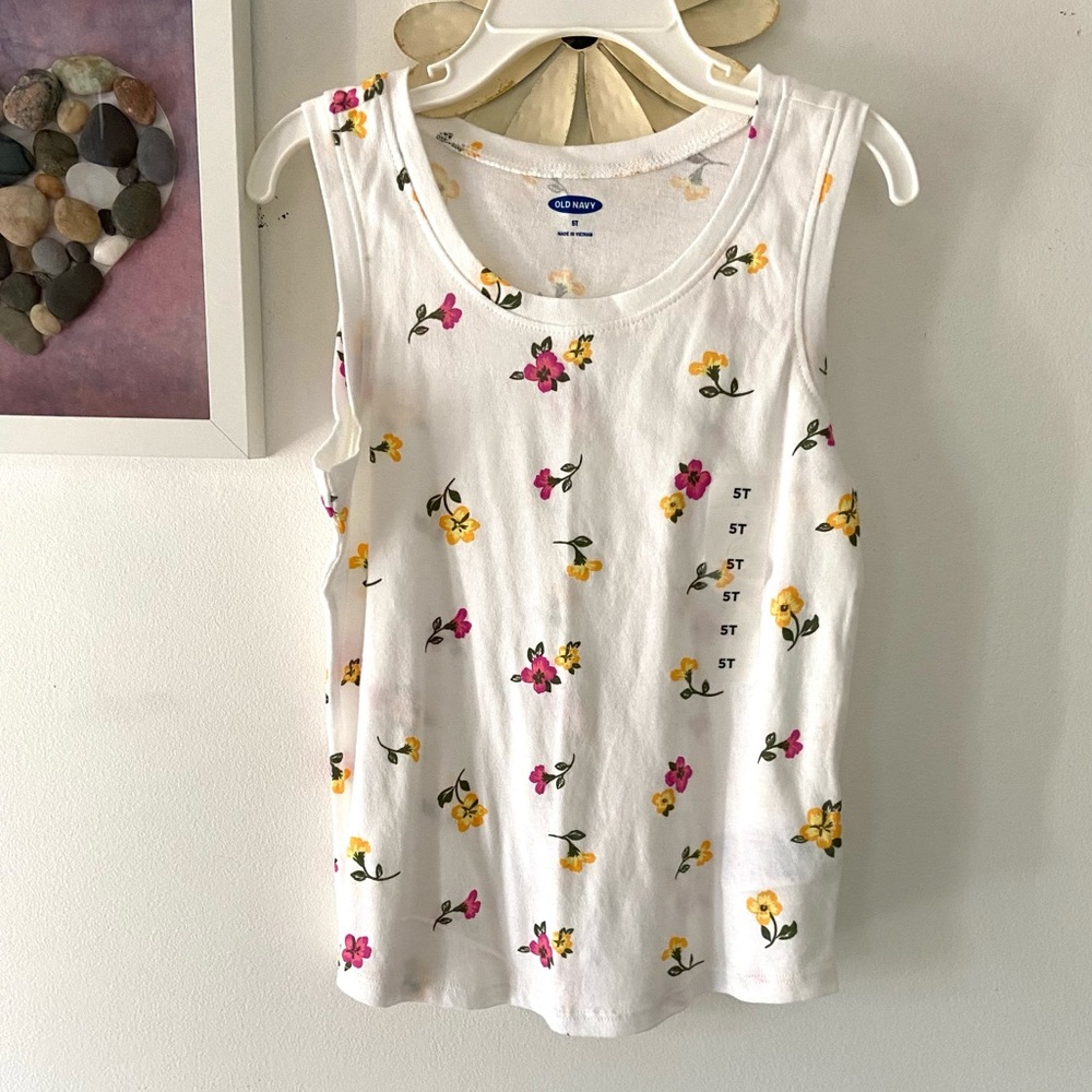 4/$15 NWT Old Navy White Floral Tank Top Size 5T